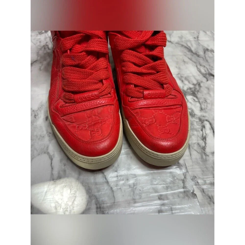 Gucci men's Guccissima dusk red Top sneakers shoes 9 G